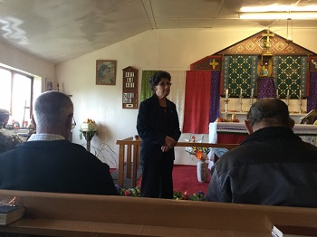 St Mary's Anglican Church. Trina Repetto addresses the congregation.