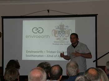 Marc Escudier talking about the Enviroearth monitoring station on Tristan