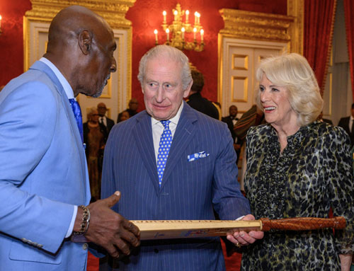 Sir Viv Richards meets King Charles and Queen Camilla (Photo: Commonwealth / Ray Tang)
