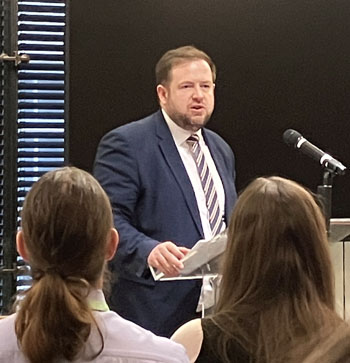 OTs minister Stephen Doughty delivering the conference keynote speech