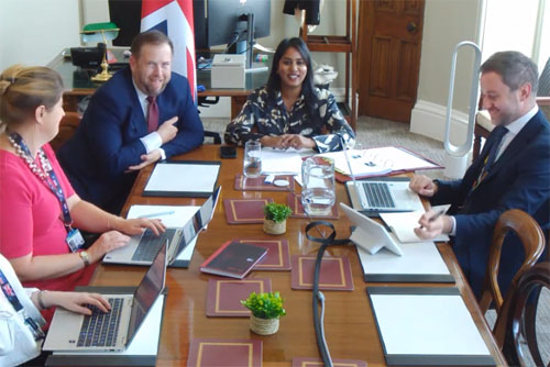 Minister Kumaran was flanked by FCDO officials and to her left by former OTs minister Stephen Doughty.