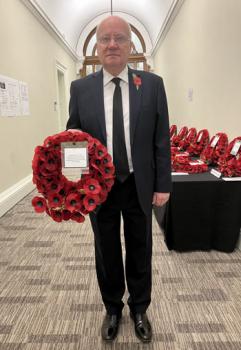Chris Carnegy with the wreath