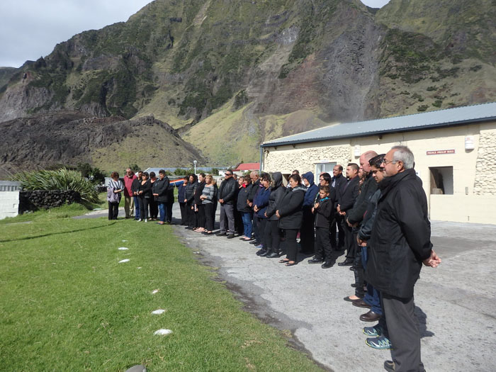Tristan islanders pay their respects to HRH Prince Philip during the ceremony