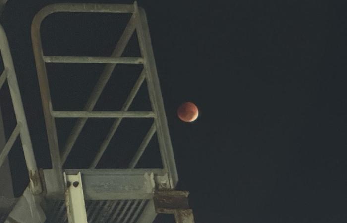 The 7th September lunar eclipse as viewed from the deck of the Agulhas II.