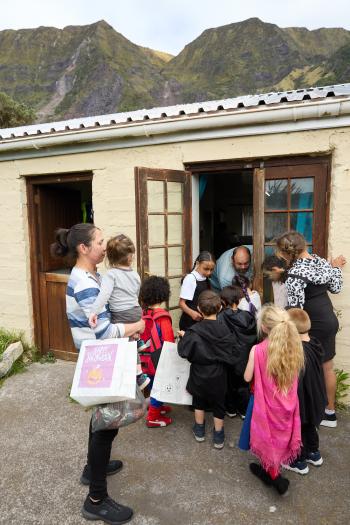 Eyes down for treats at Cedric Swain's Lorraine Repetto's houses
