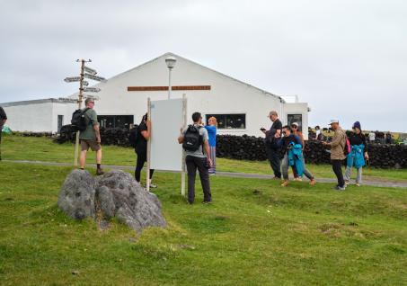 The signs outside the Tourism Centre are a popular photo opportunity (Photos: Julia Gunther)