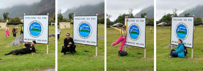 How many ways can you pose by the Remotest Island sign (Photo: Julia Gunther)
