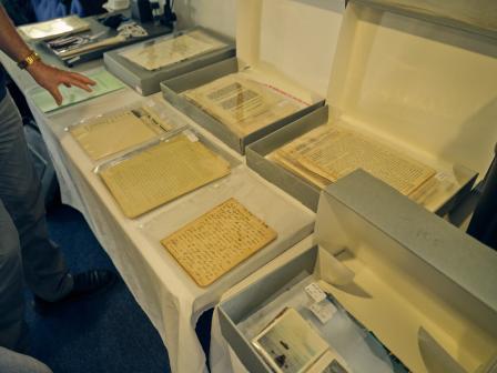 Some of the manuscripts and photographs being safeguarded and digitised (Photo: Julia Gunther)