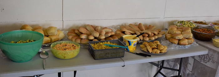 Breads laid out in Prince Philip Hall