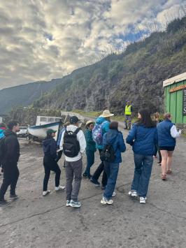 Passengers gathering at the harbour for a guided walking tour Photo: Kelly Green
