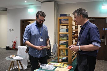 Nick Schonfeld at Ian Mathieson's 'Miles Apart' book stall