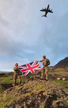 Two parachutists holding a Union flag at the Patches Photo: Ministry of Defence