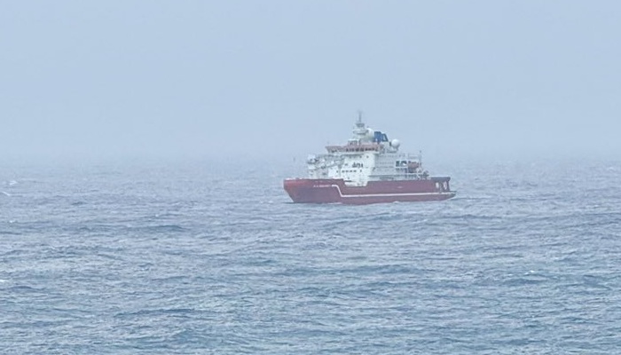 Philip Kendall's photograph shows the SA Agulhas II offshore on the 21st September 2025