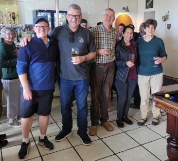 Charles Wickham, Philip Kendall, Dr Alex Wonner, Dr Acela Lopez, and Dr Abigail Paton in the Albatross Bar [cropped] (Photo: Philip Kendall)