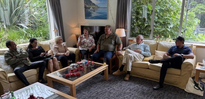 Relaxing after Christmas dinner at the Residency