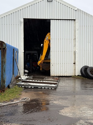 One of the PWD sheds lost a door and suffered damage to the roof.