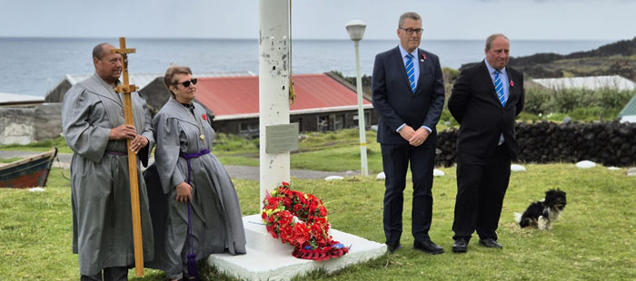 Another view of the Remembrace group following the laying of wreaths and a two minute silence.