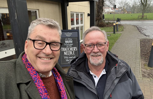 Philip with Tristan Association Secretary anbd Treasurer Jim Kerr in Diss on 18th February.