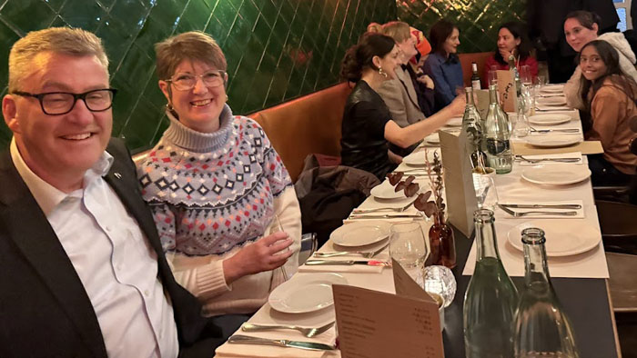 Celebrating the highly successful Tristan Forever premiere with a meal in Berlin City Centre.