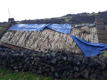 Damage to the rear of the Thatched House roof at the end of November 2020