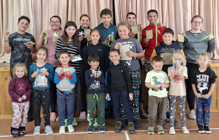 St Mary's School pupils with their gifts