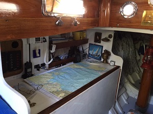 The interior of the yacht 'Lejos'.