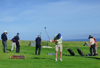 Golf match on the Tristan course.