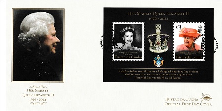 Her Majesty Queen Elizabeth II, 1926-2022: First day cover, souvenir sheetlet
