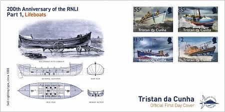 200th Anniversary of RNLI,  Part 1 - Lifeboats: First day cover, set of stamps