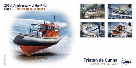 200th Anniversary of RNLI, Part 2 - Tristan Rescue Boats: First day cover, set of stamps