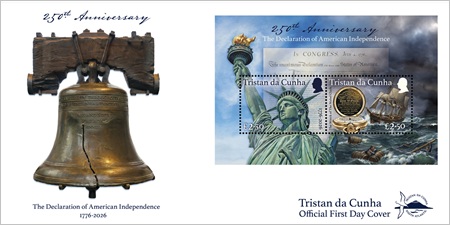 250th Anniversary of the US Declaration of Independence: First day cover, set of stamps