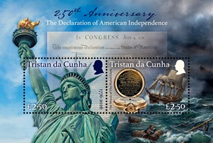 250th Anniversary of US Declaration of Independence: &pound;5 souvenir sheet