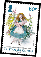 Stamp commemorating the centenary of Alice in Wonderland