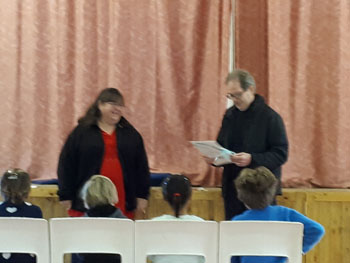 Presentation to Peter Foster at school assembly