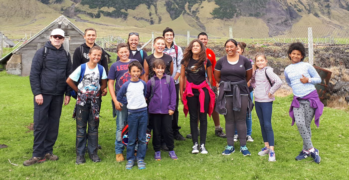 Sponsored walk to the Patches by students of St Mary's School, Tristan da Cunha