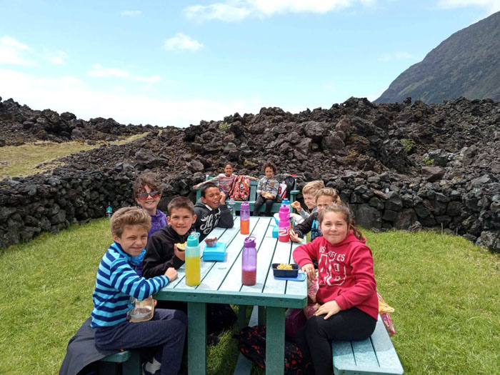 Class One and Two enjoying a picnic lunch at Volcanic Park '61