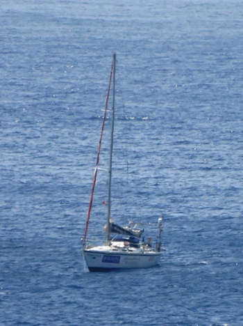 Yacht Rotary Scout at anchor off Tristan da Cunha