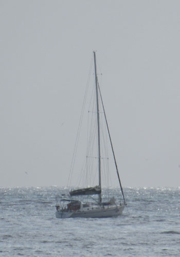 Yacht Argonaut anchored off the settlement