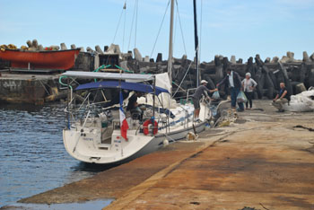 Yacht Faustin's Dream moored in Calshot Harbour.