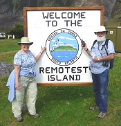 Visits at the Tristan da Cunha welcome sign