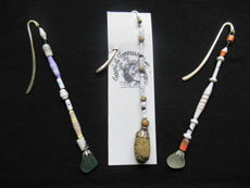 TT51 - Bookmarkers made from paper beads, rock or beach seaglass and wooden or glass bead 18cm length